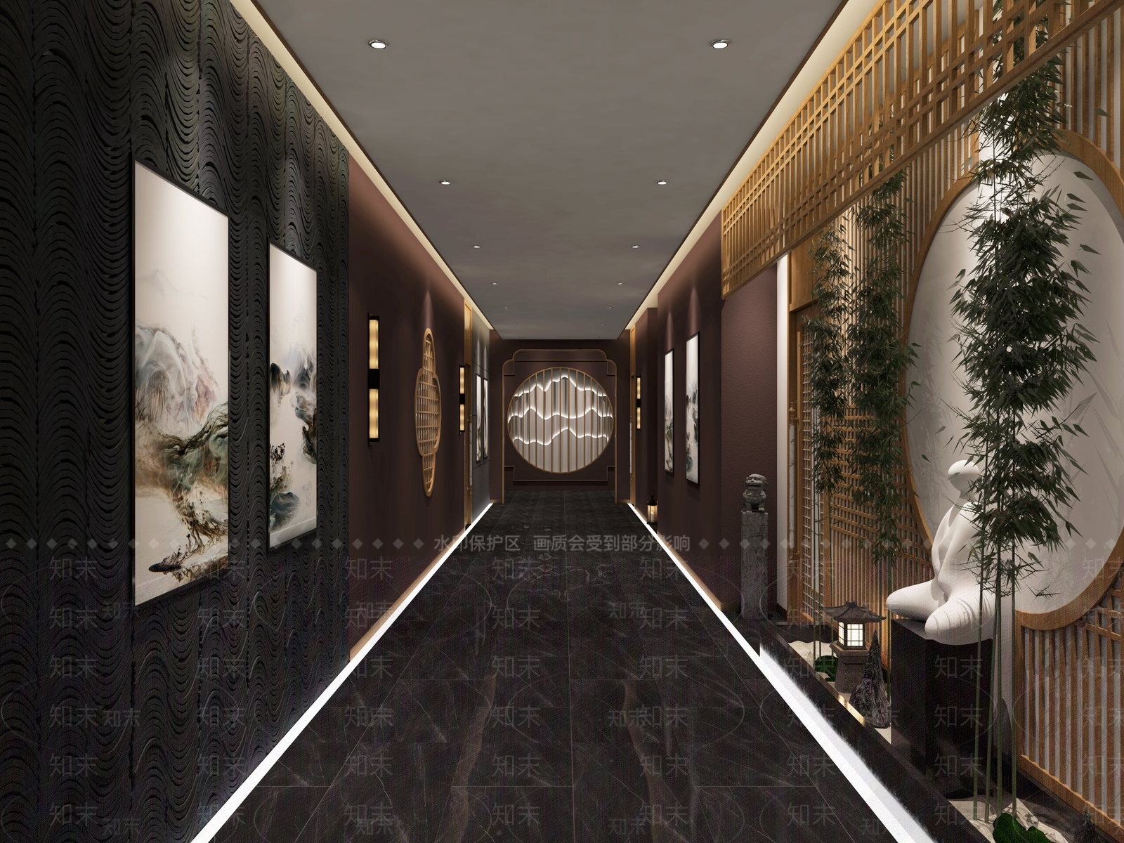 新中式酒店玄关过道3D模型下载【ID:1126993900】_知末3d模型网