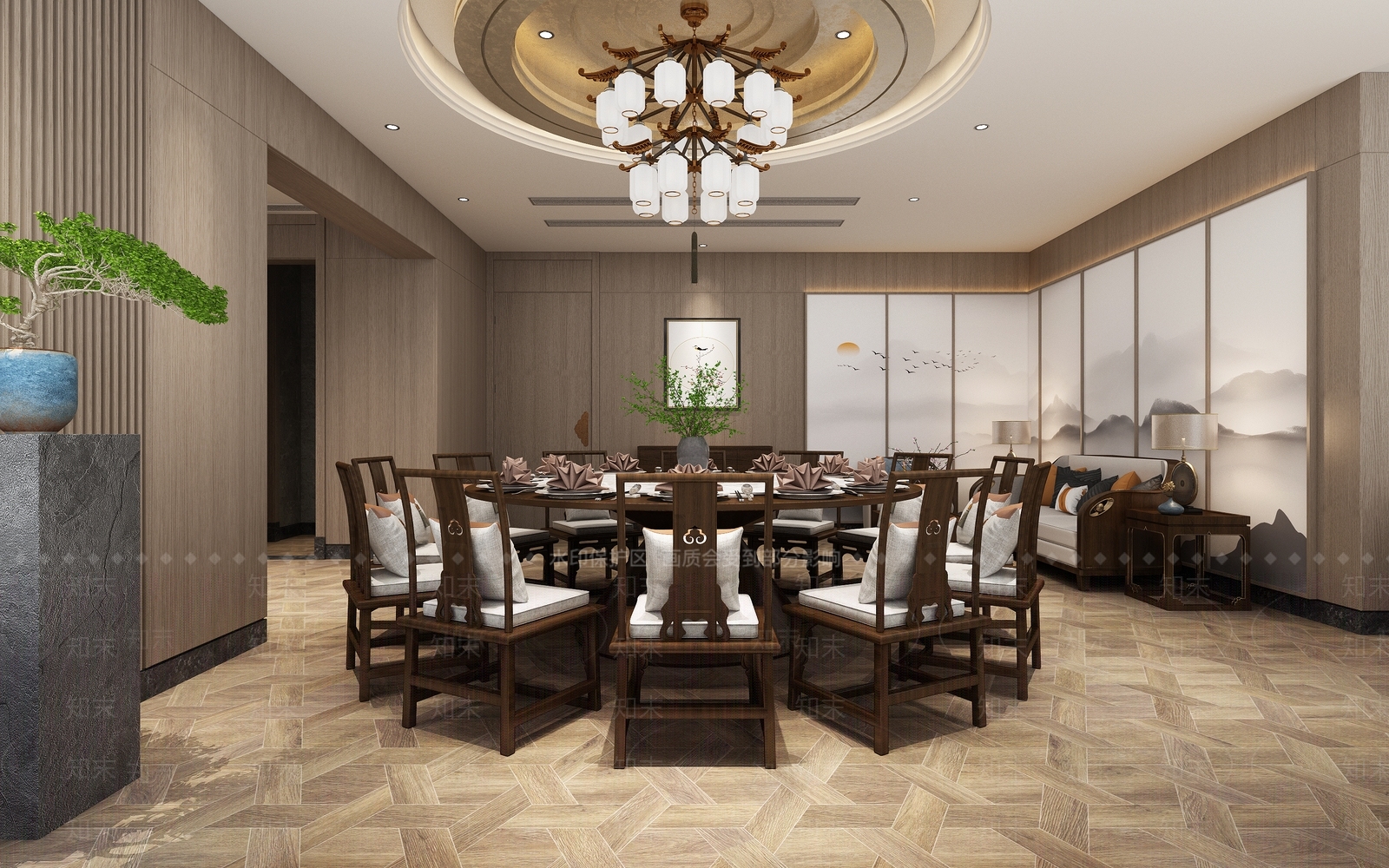 现代餐厅包厢3D模型下载【ID:1126999258】_知末3d模型网