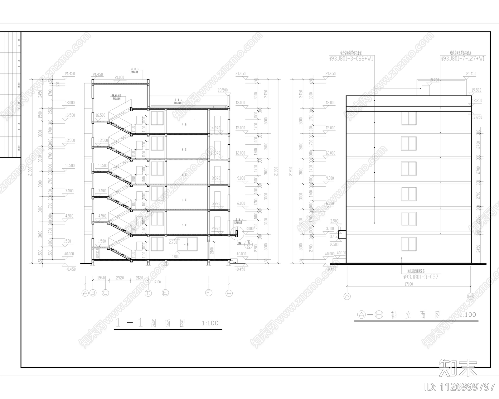 现代宿舍公寓建筑cad施工图下载【ID:1126999797】