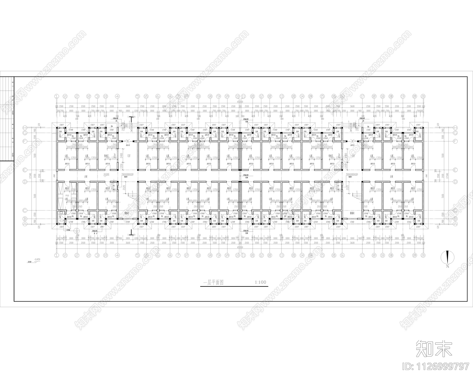 现代宿舍公寓建筑cad施工图下载【ID:1126999797】