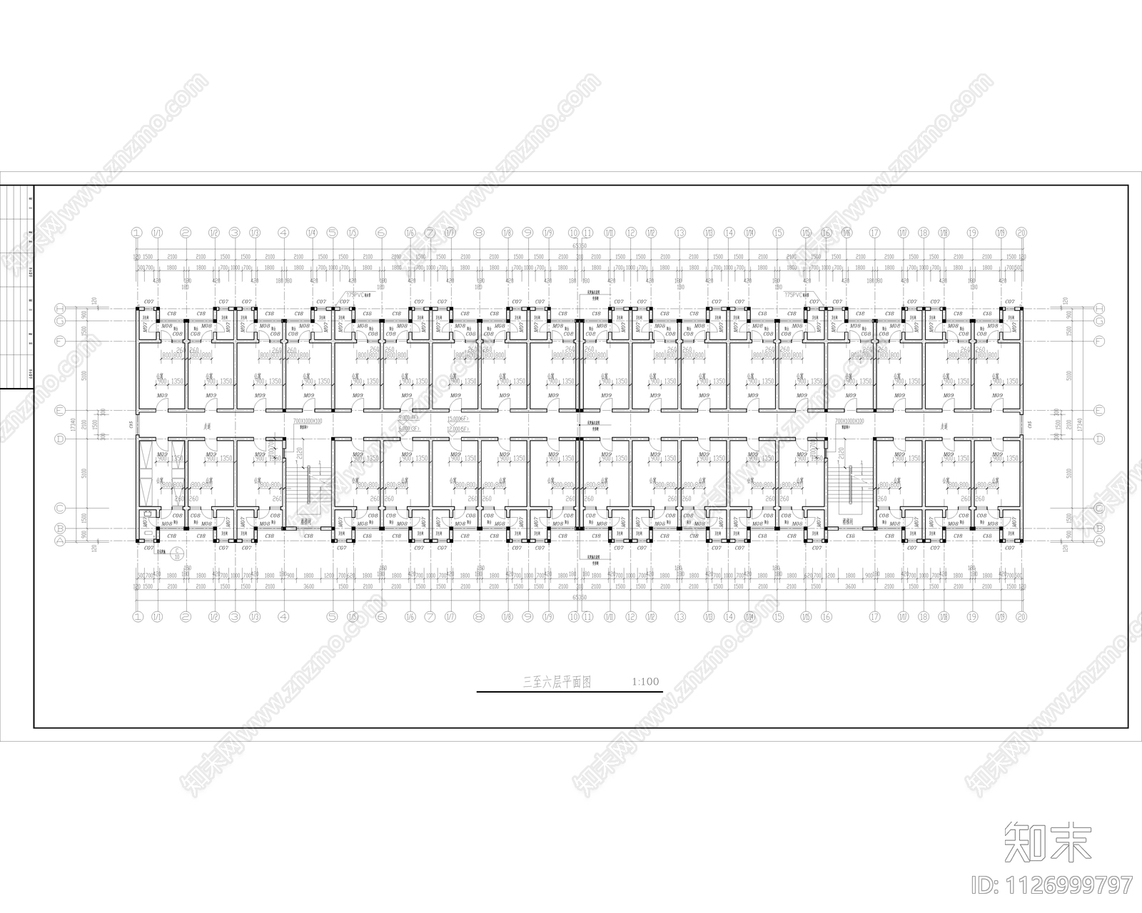 现代宿舍公寓建筑cad施工图下载【ID:1126999797】