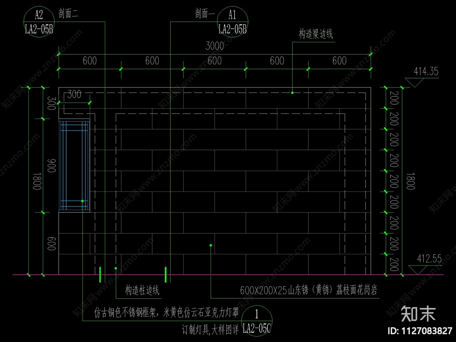 新中式景观墙详图cad施工图下载【ID:1127083827】