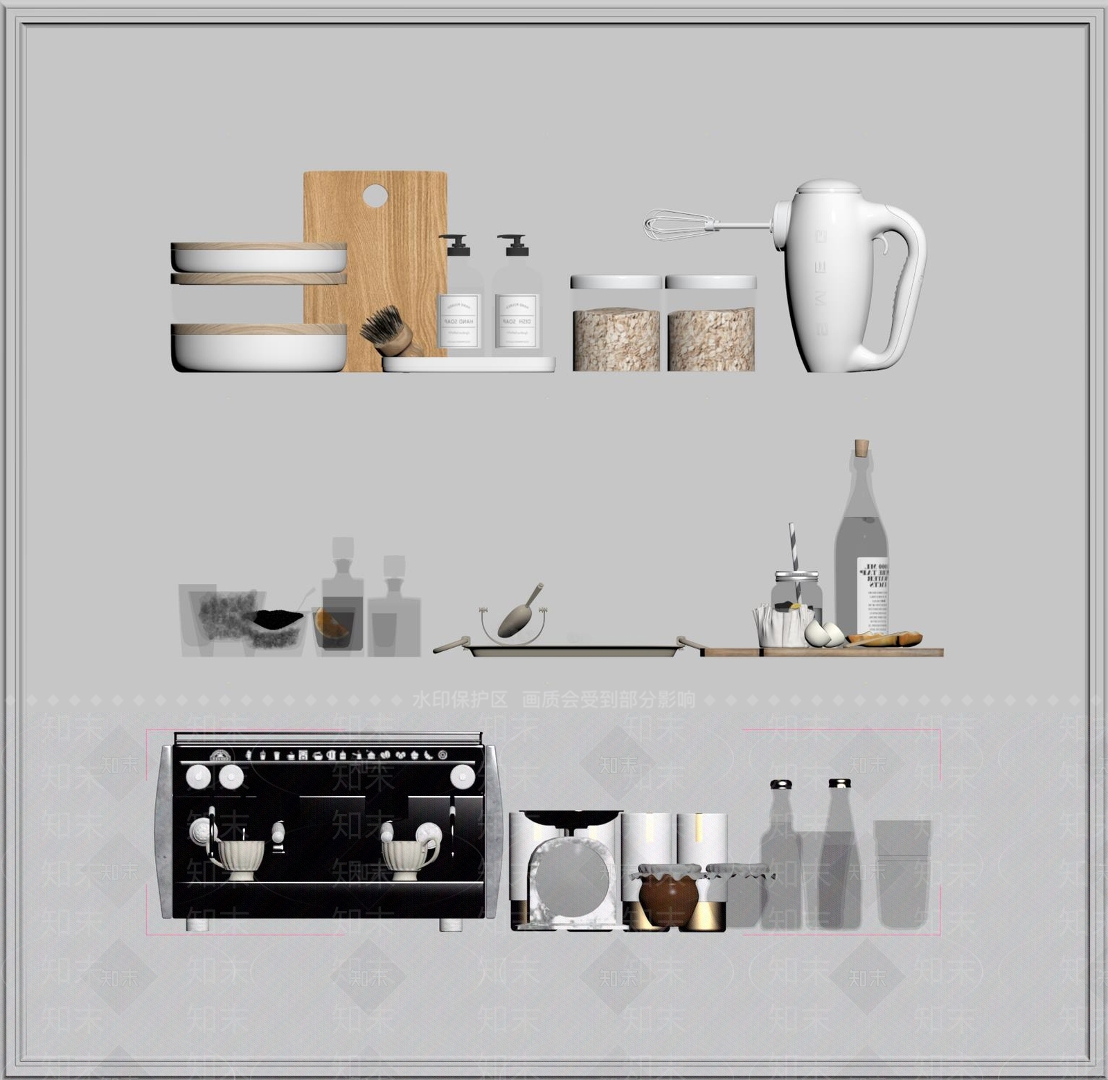 厨房用品组合SU模型下载【ID:1127008797】