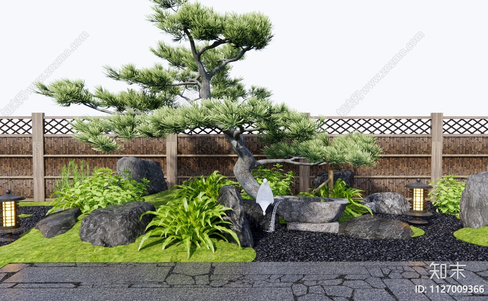日式庭院景观造景3D模型下载【ID:1127009366】_知末3d模型网