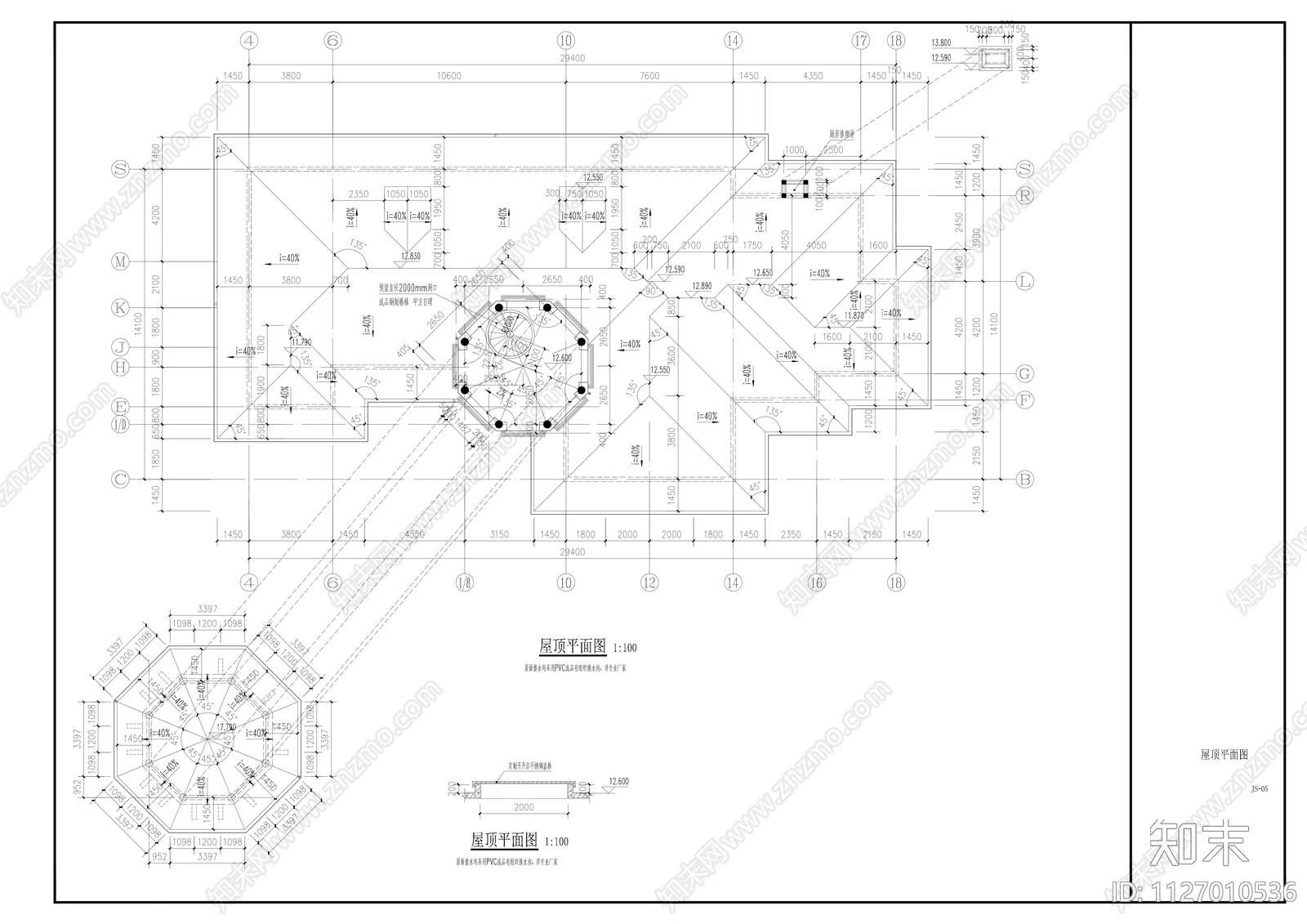 三层欧式豪宅建筑cad施工图下载【ID:1127010536】