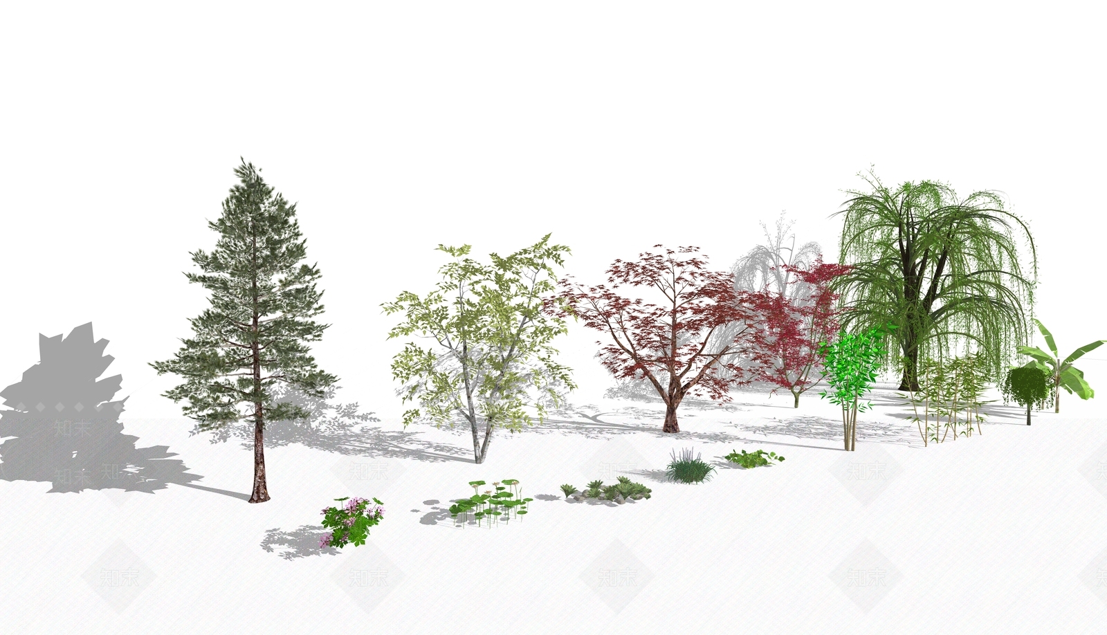 3D景观树木SU模型下载【ID:1127097966】