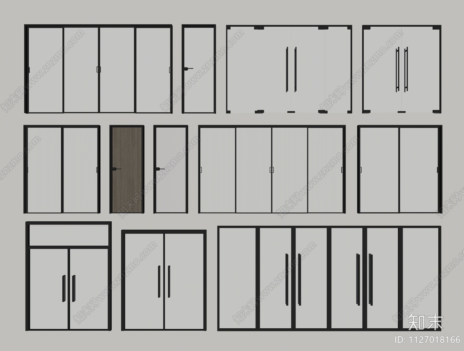 现代玻璃双开门SU模型下载【ID:1127018166】