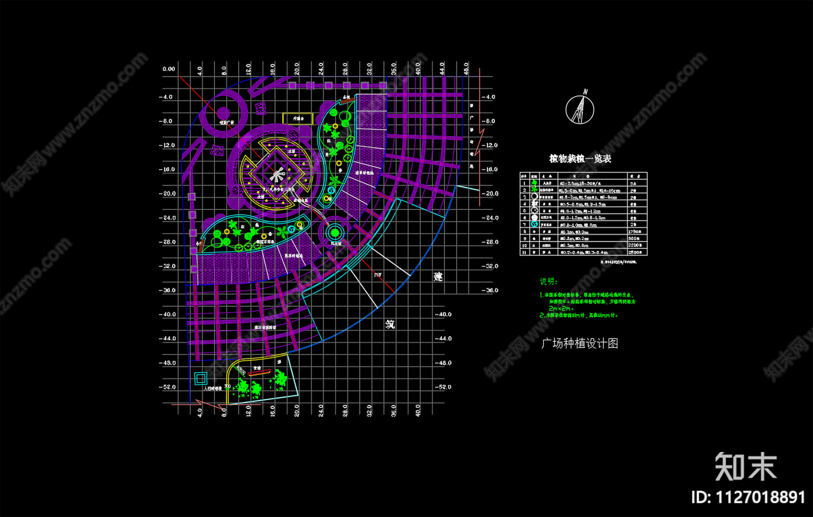 广场种植cad施工图下载【ID:1127018891】