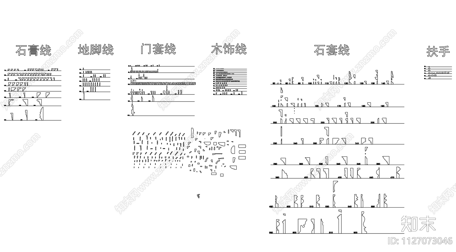 踢脚线cad施工图下载【ID:1127073046】