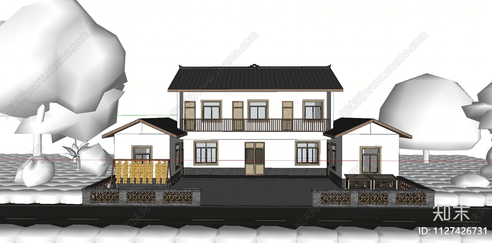 新中式乡村民房合集SU模型下载【ID:1127426731】