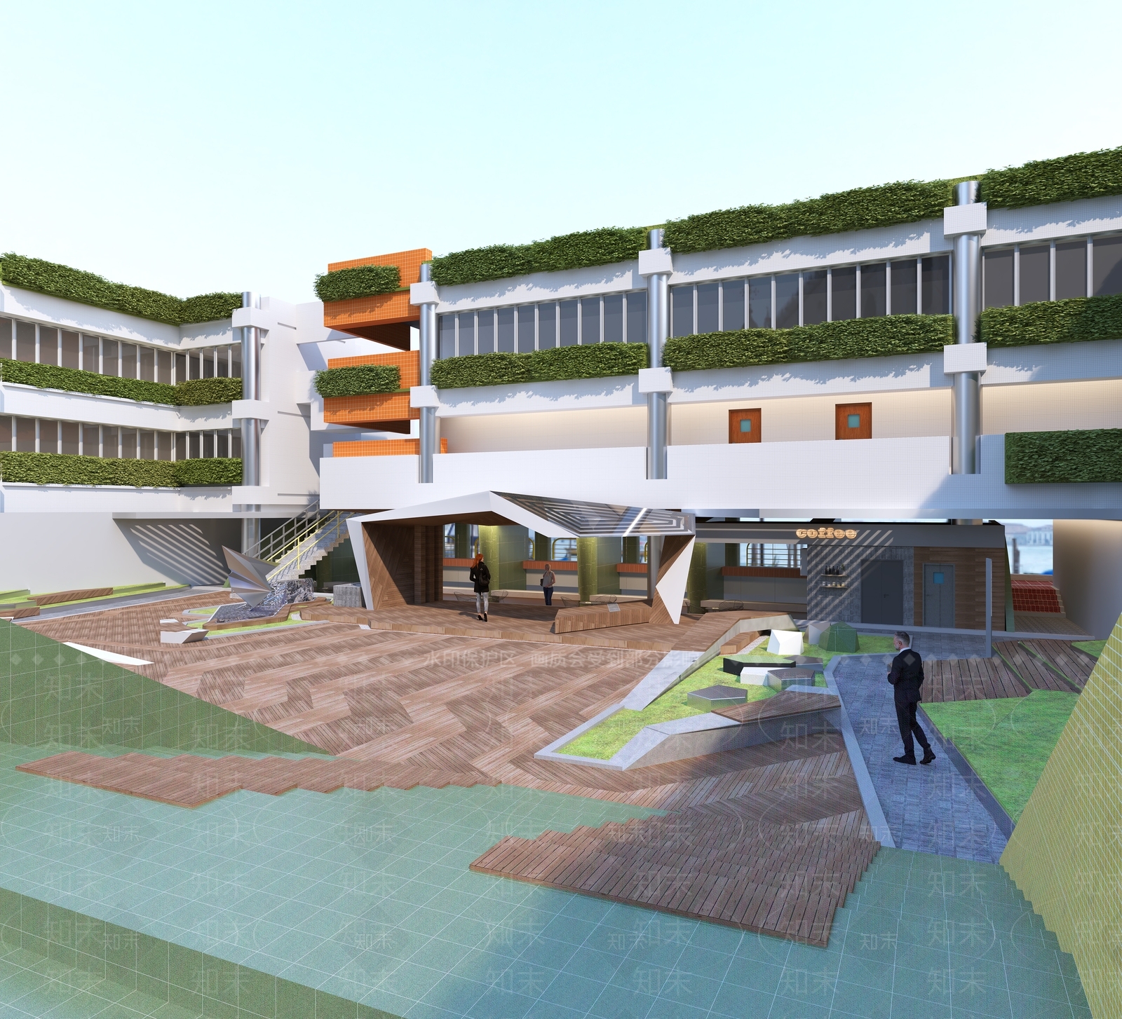 现代学校外观3D模型下载【ID:1127030716】