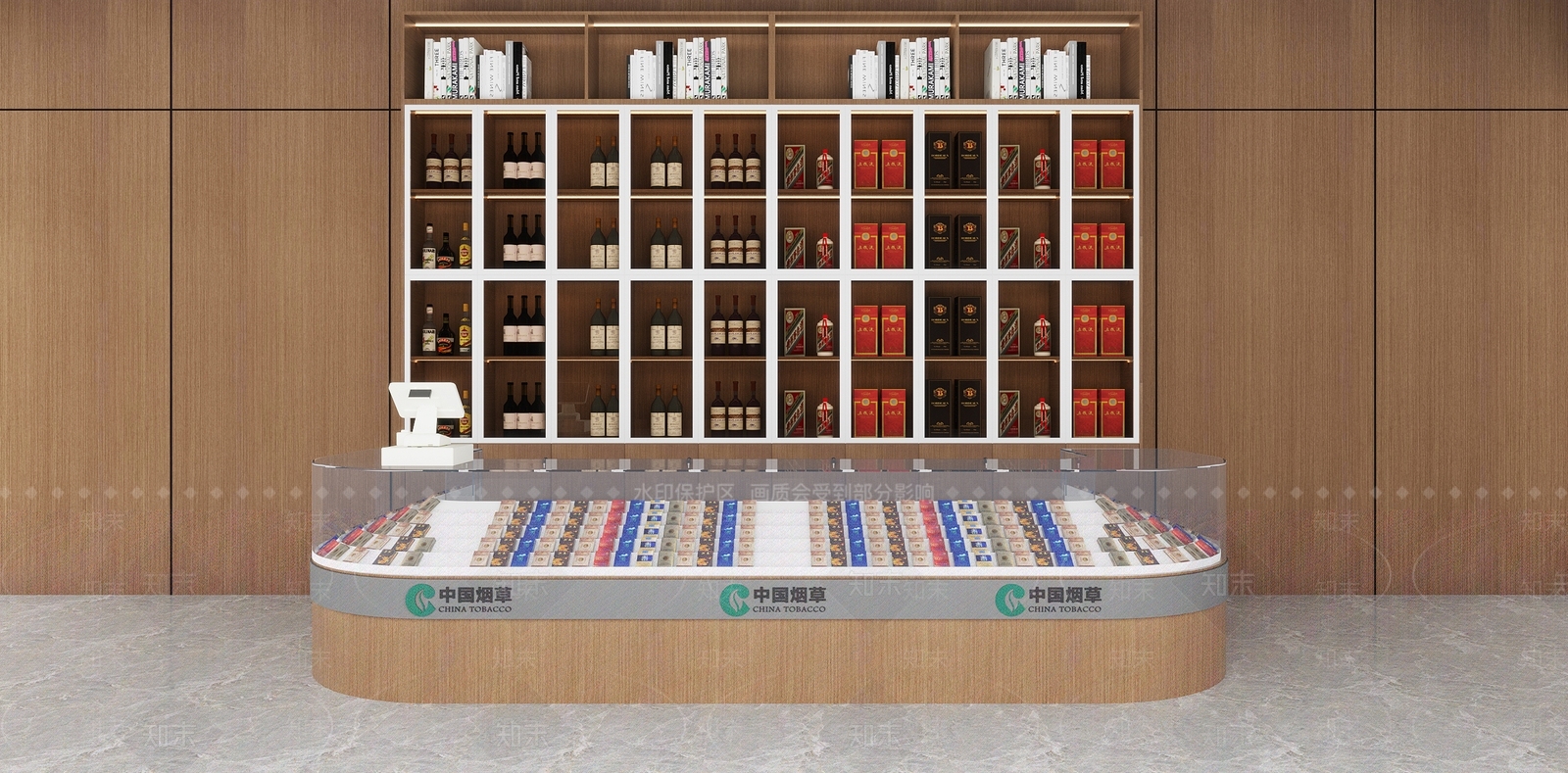 现代烟酒展示柜3D模型下载【ID:1127038005】