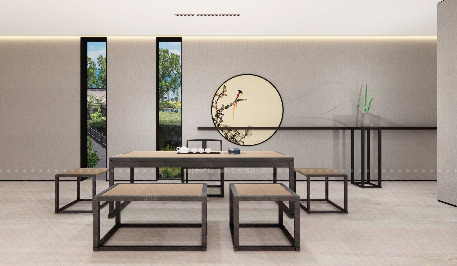 新中式茶室SU模型下载【ID:1127039528】_知末su模型网