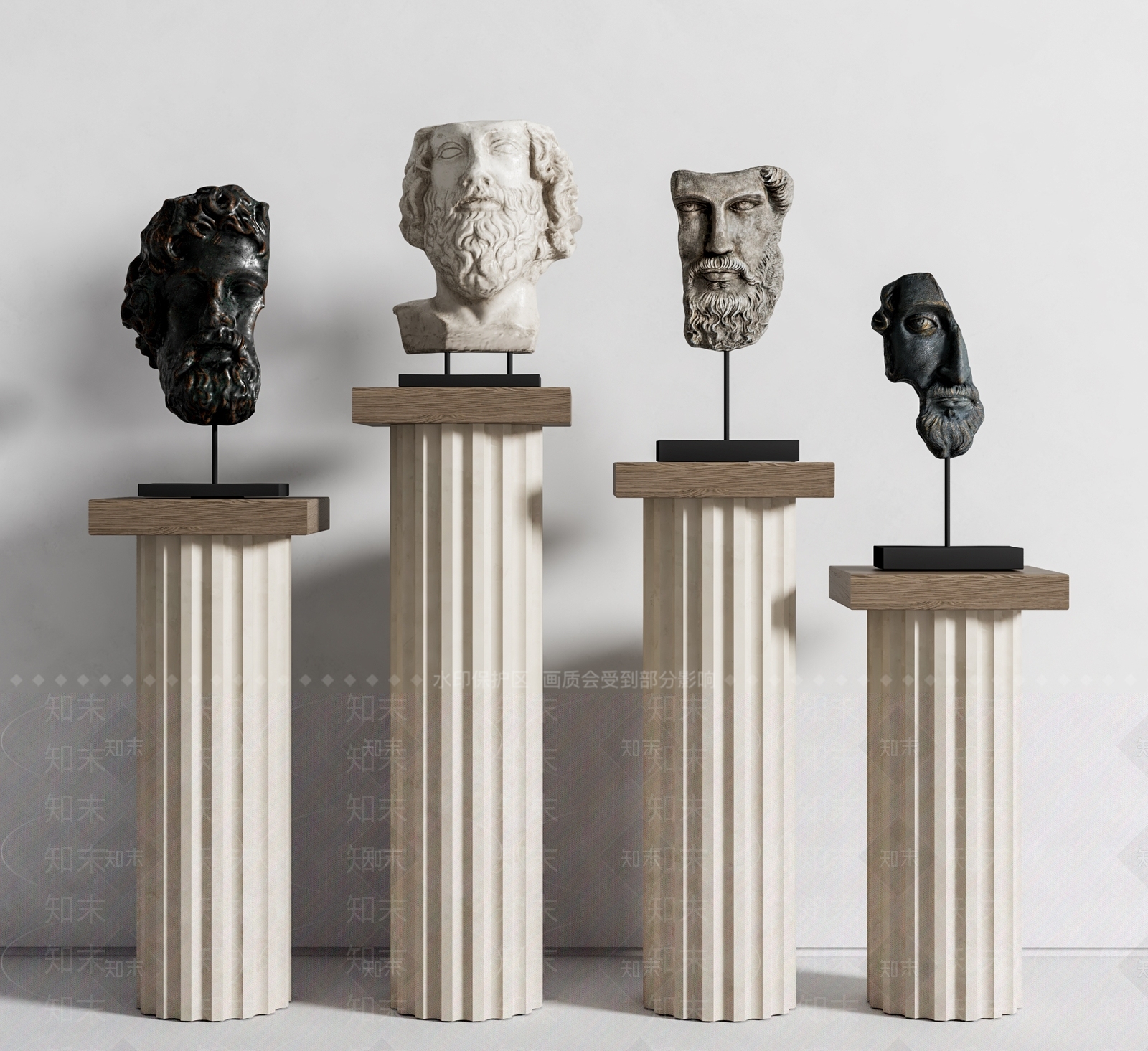 现代石膏人像雕塑SU模型下载【ID:1127039888】