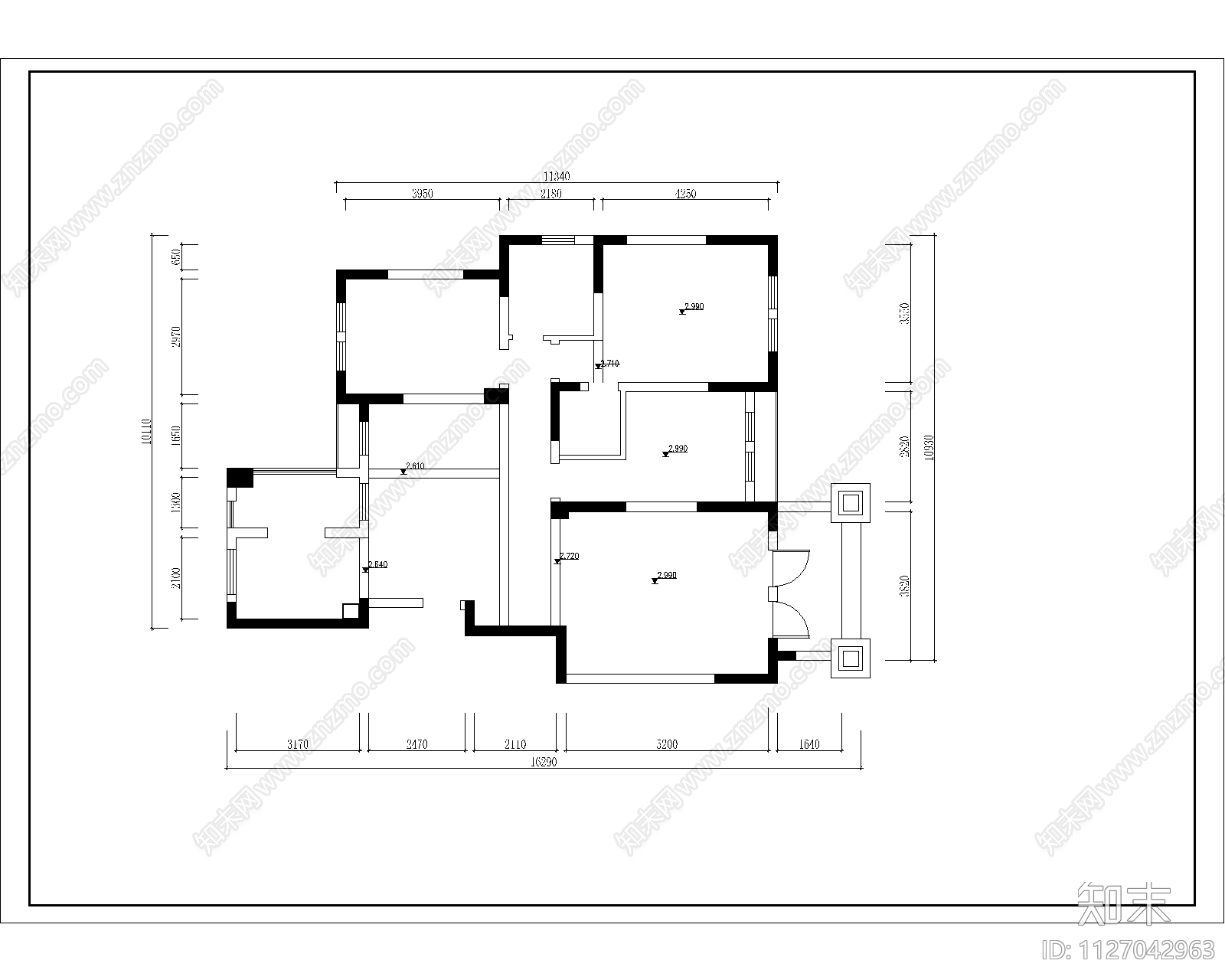 跃层公寓cad施工图下载【ID:1127042963】