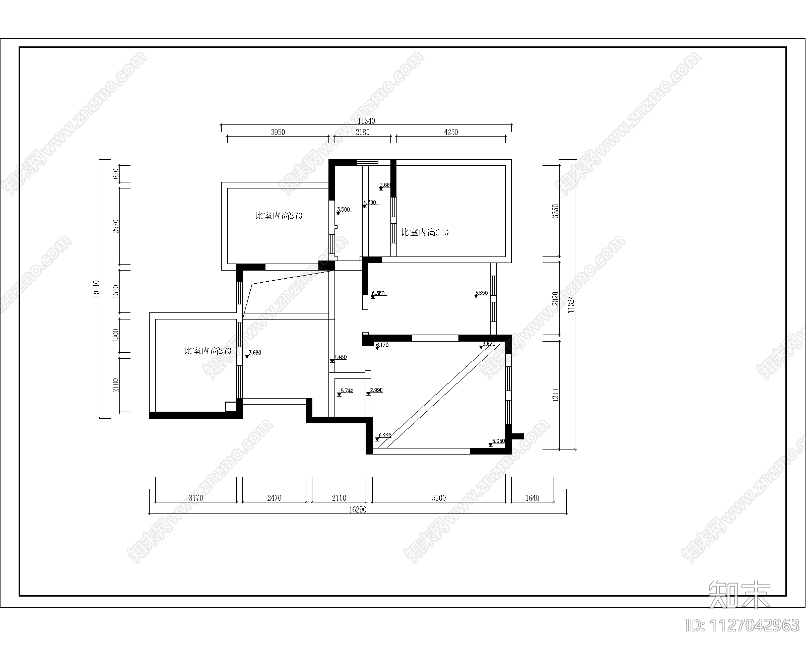 跃层公寓cad施工图下载【ID:1127042963】