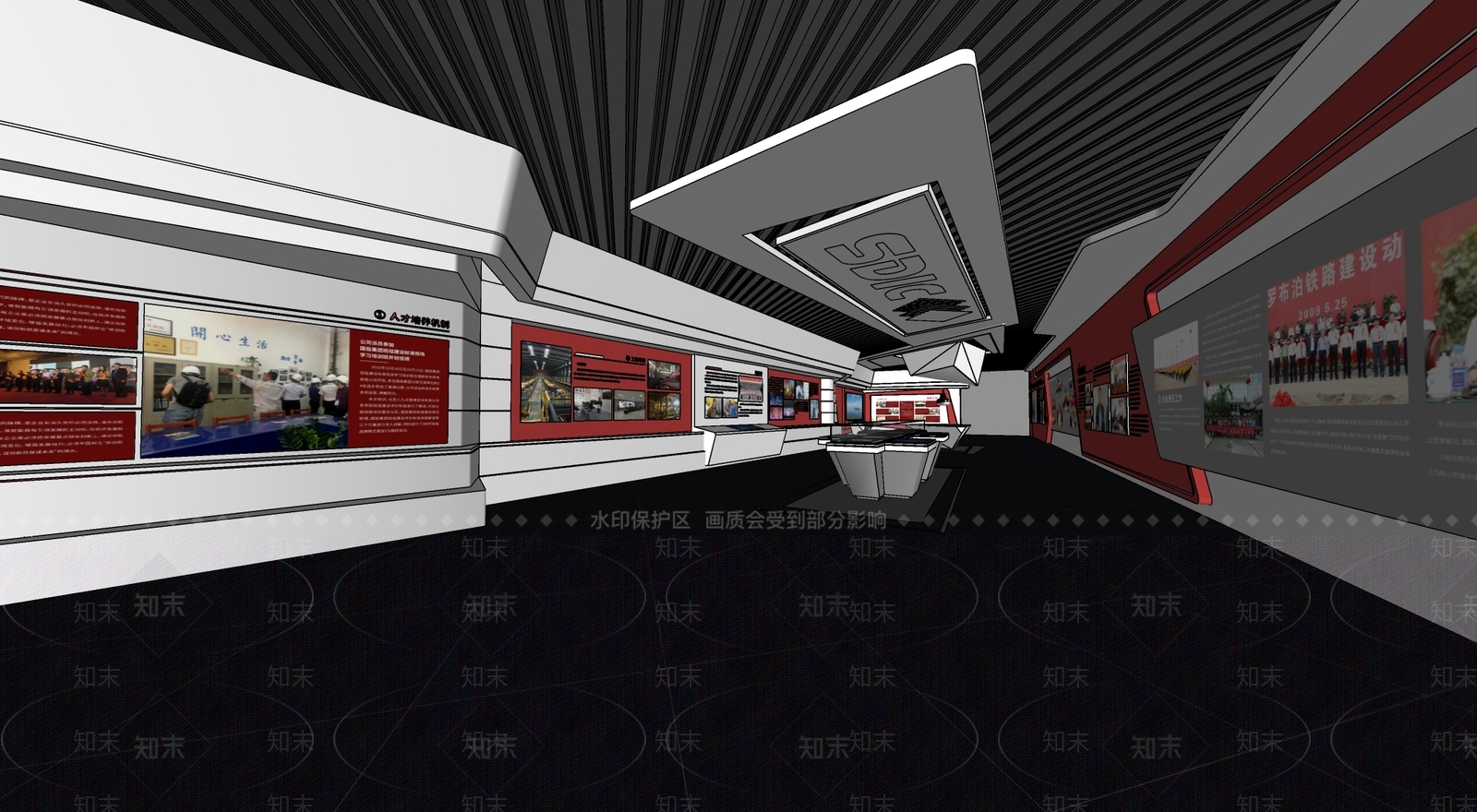现代党建展厅SU模型下载【ID:1127043226】