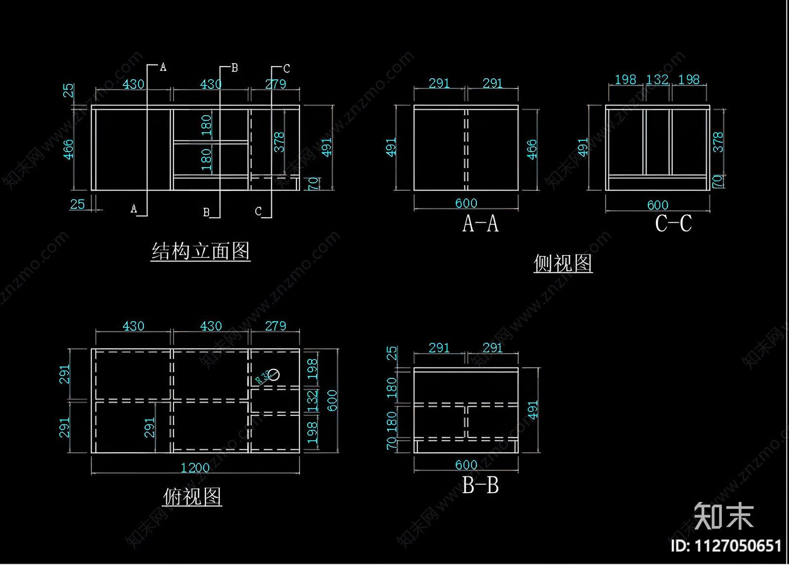 轻奢整木电视柜cad施工图下载【ID:1127050651】