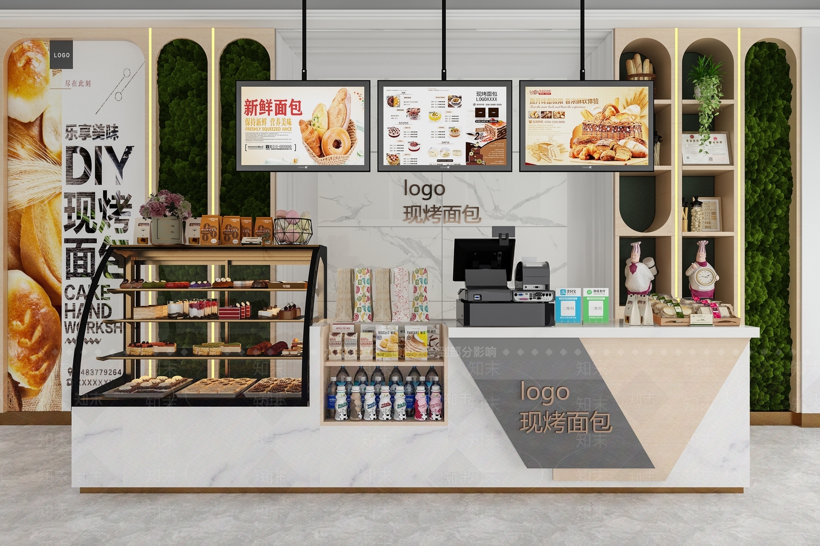 现代面包店收银台SU模型下载【ID:1127052477】