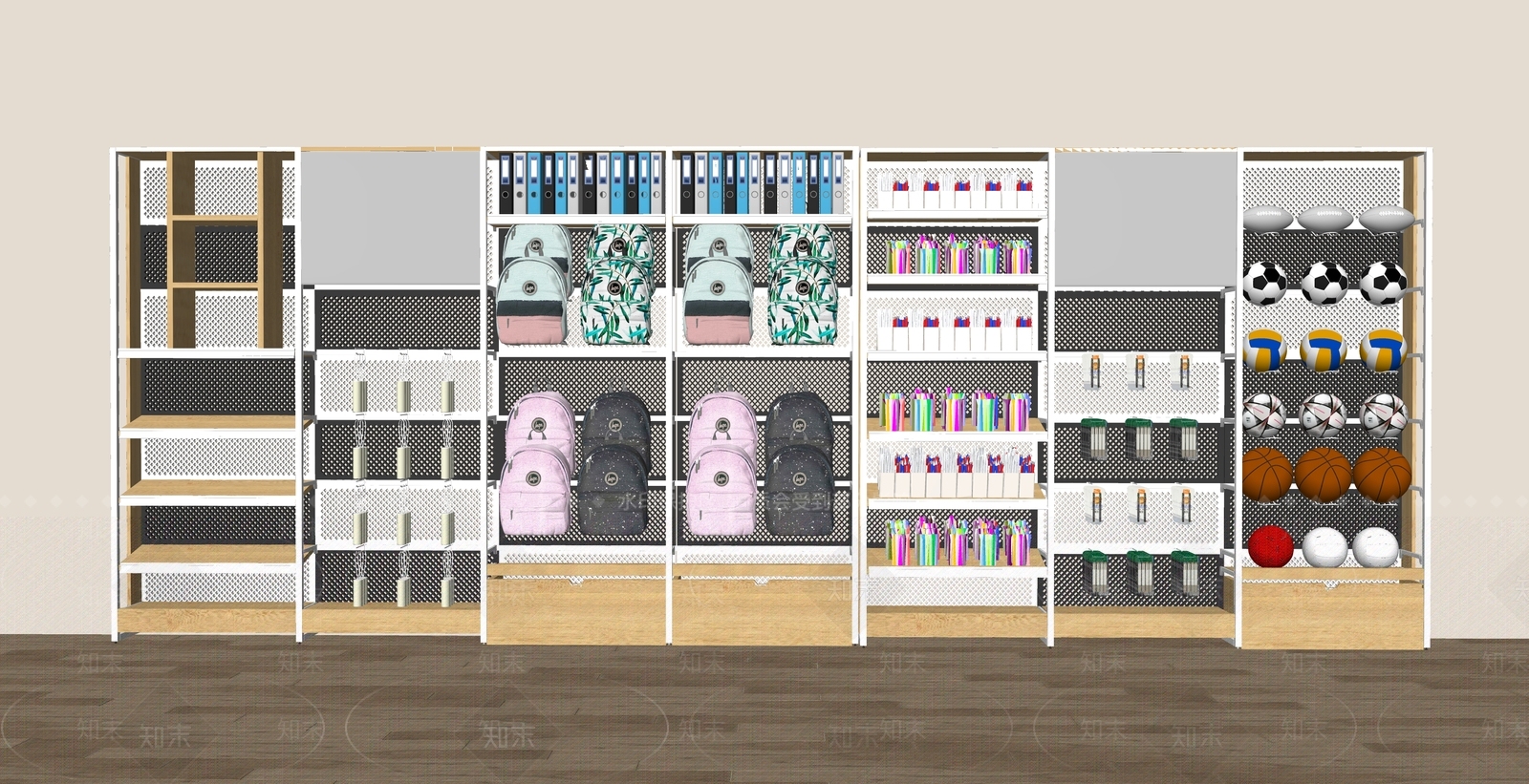 现代文具店货架SU模型下载【ID:1127059205】