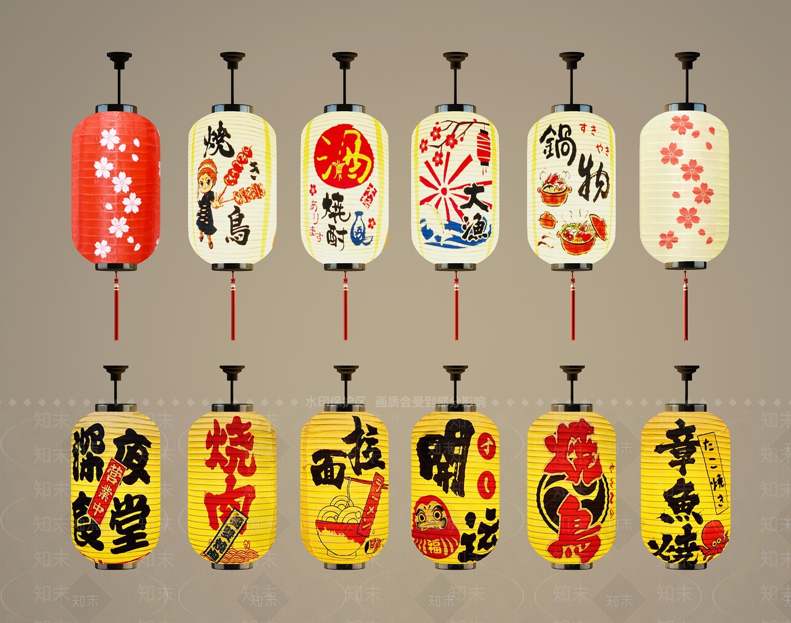 日式灯笼3D模型下载【ID:1127445318】