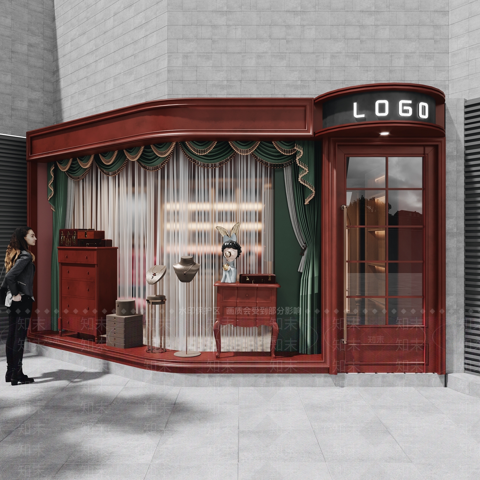 美式中古饰品店门头3D模型下载【ID:1127099941】