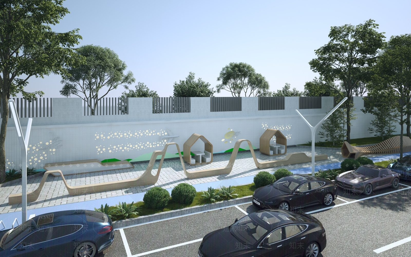 现代广场景观座椅3D模型下载【ID:1127101195】