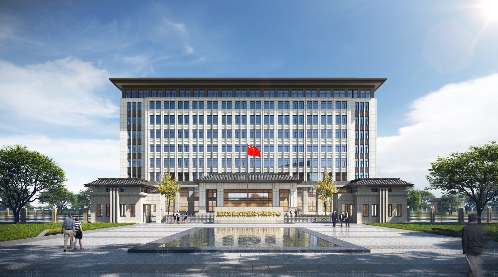 新中式高层办公楼SU模型下载【ID:1127103760】