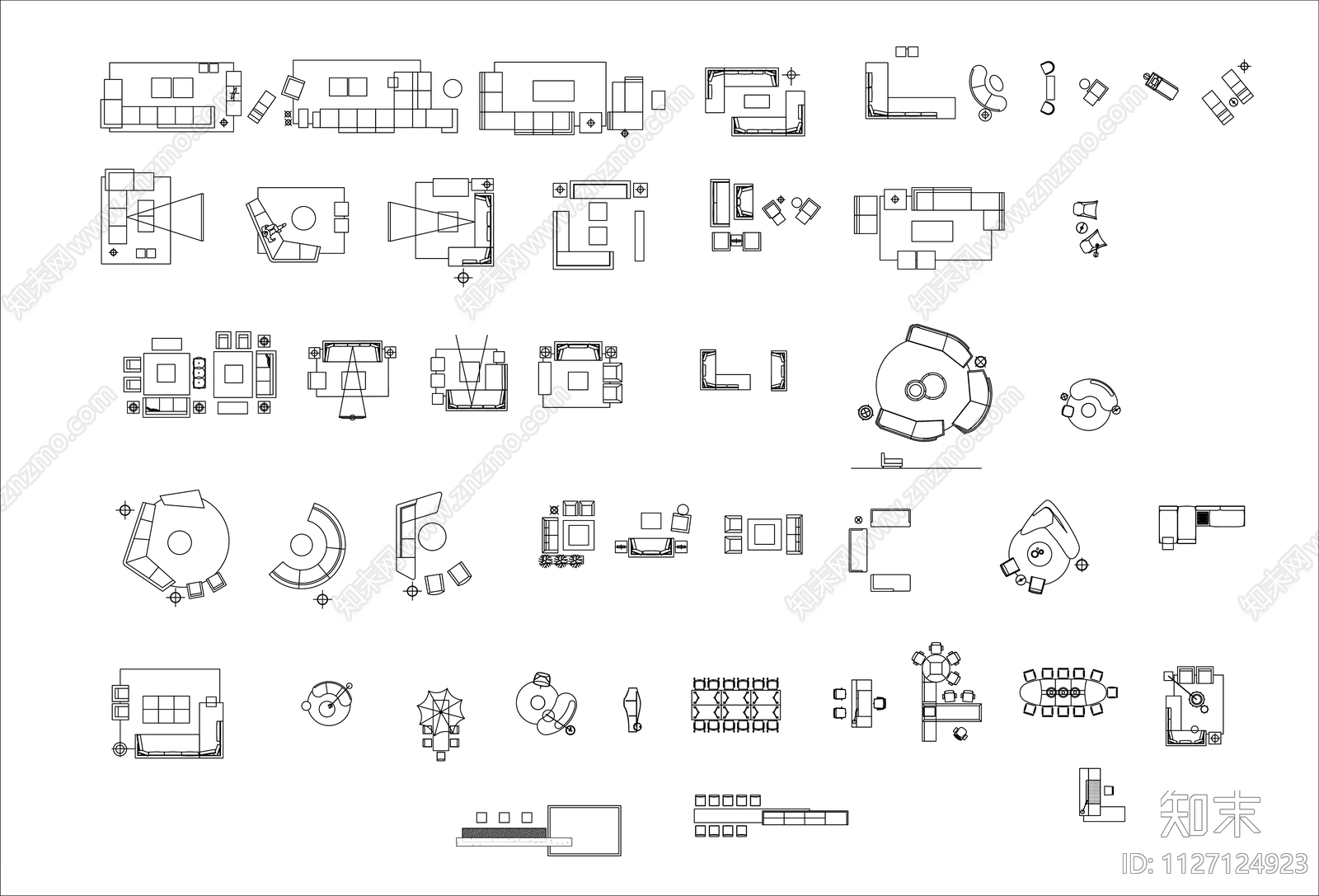 现代风格沙发施工图下载【ID:1127124923】