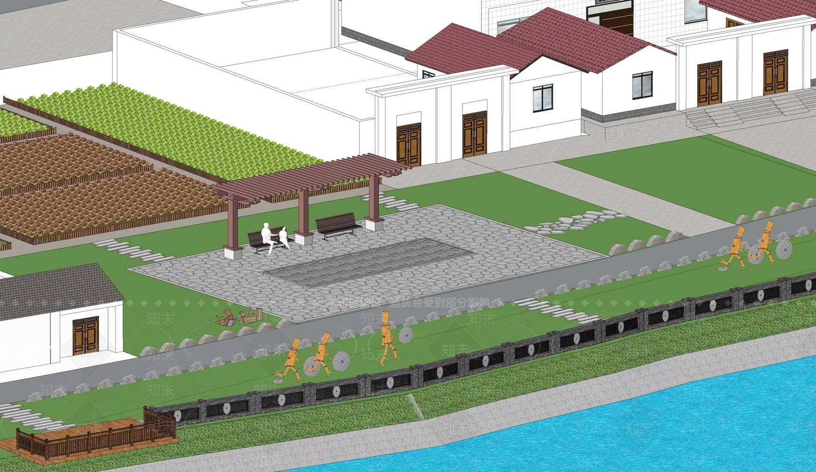 新中式村委会广场SU模型下载【ID:1127114188】