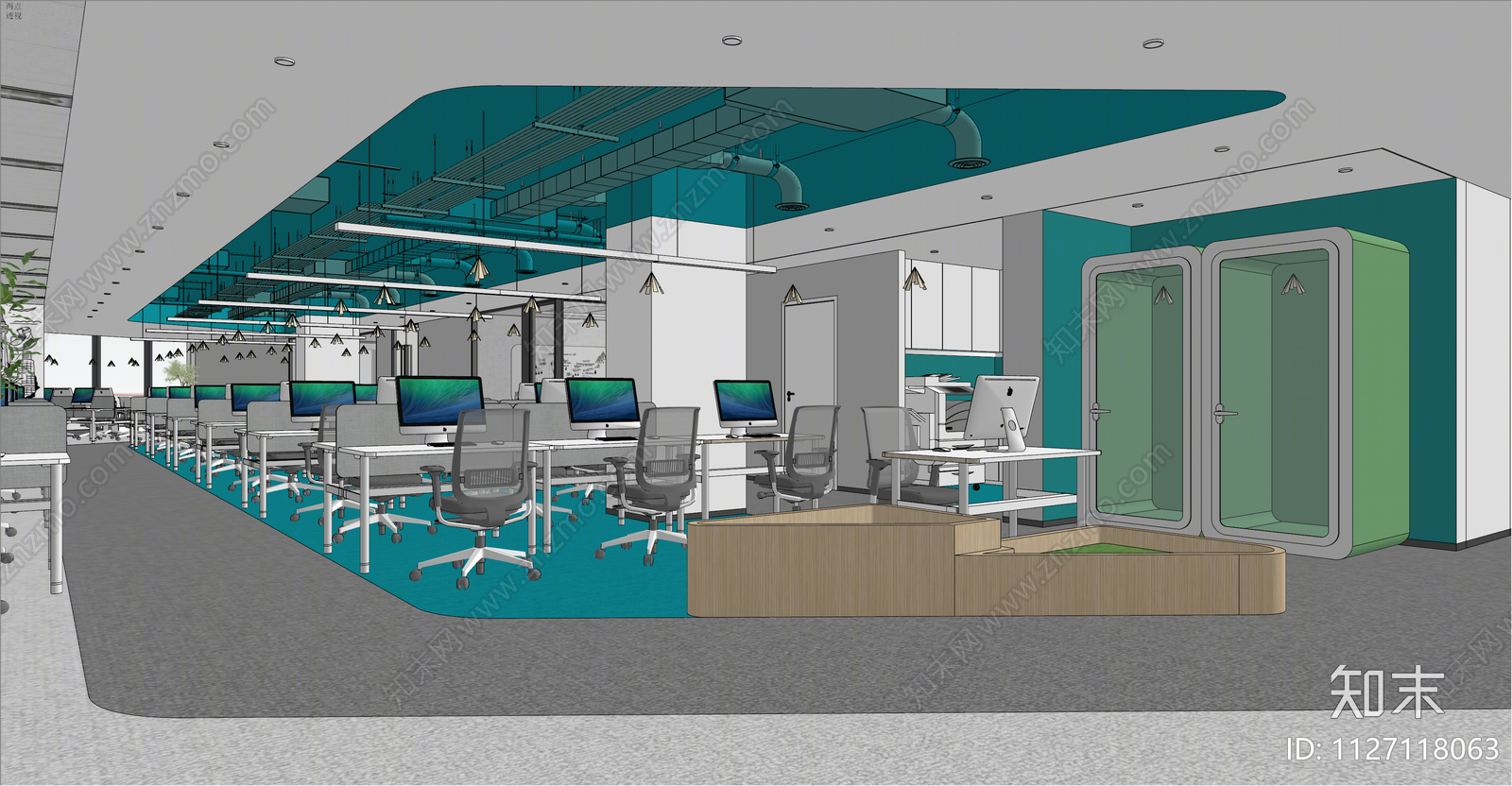 现代公共办公区SU模型下载【ID:1127118063】