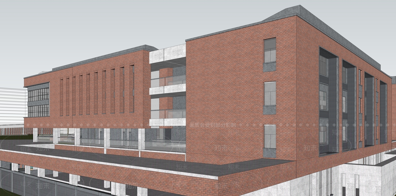 学校建筑SU模型精品下载_SketchUp模型_知末网