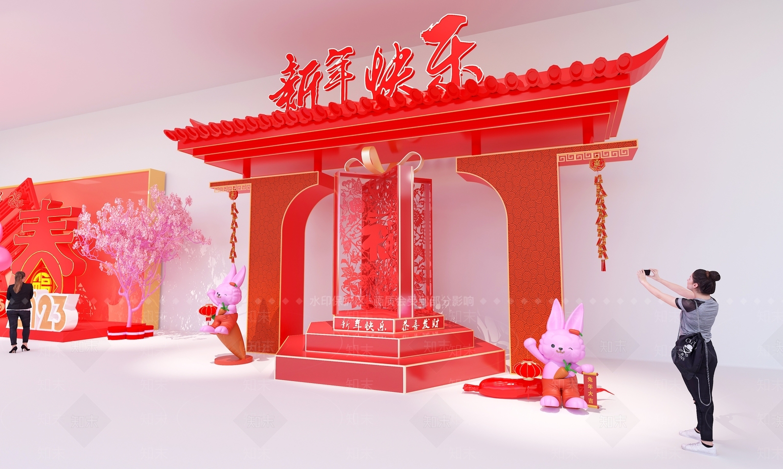 现代新年美陈3D模型下载【ID:1127121279】_知末3d模型网