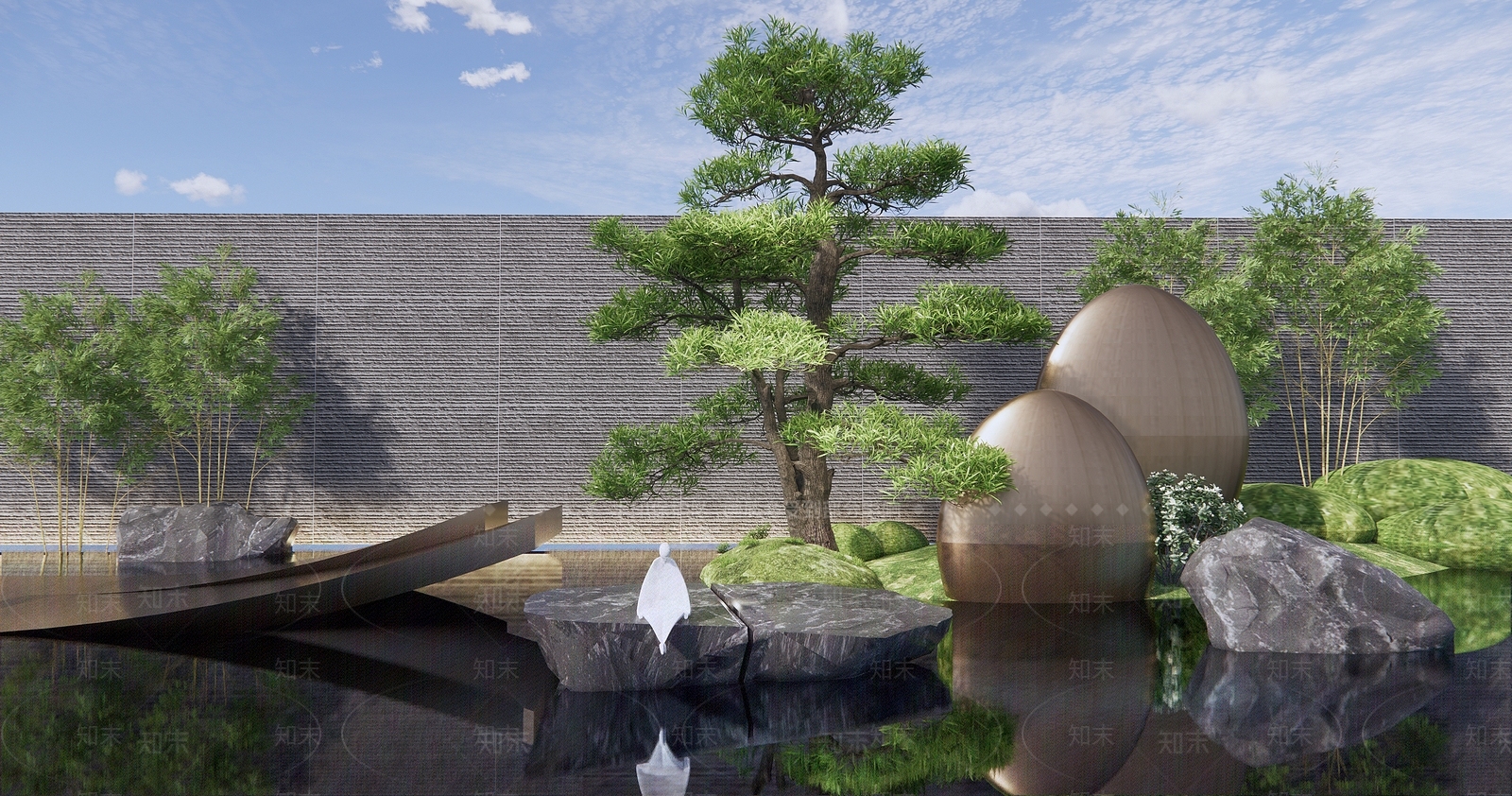 新中式假山水景3D模型下载【ID:1127120618】