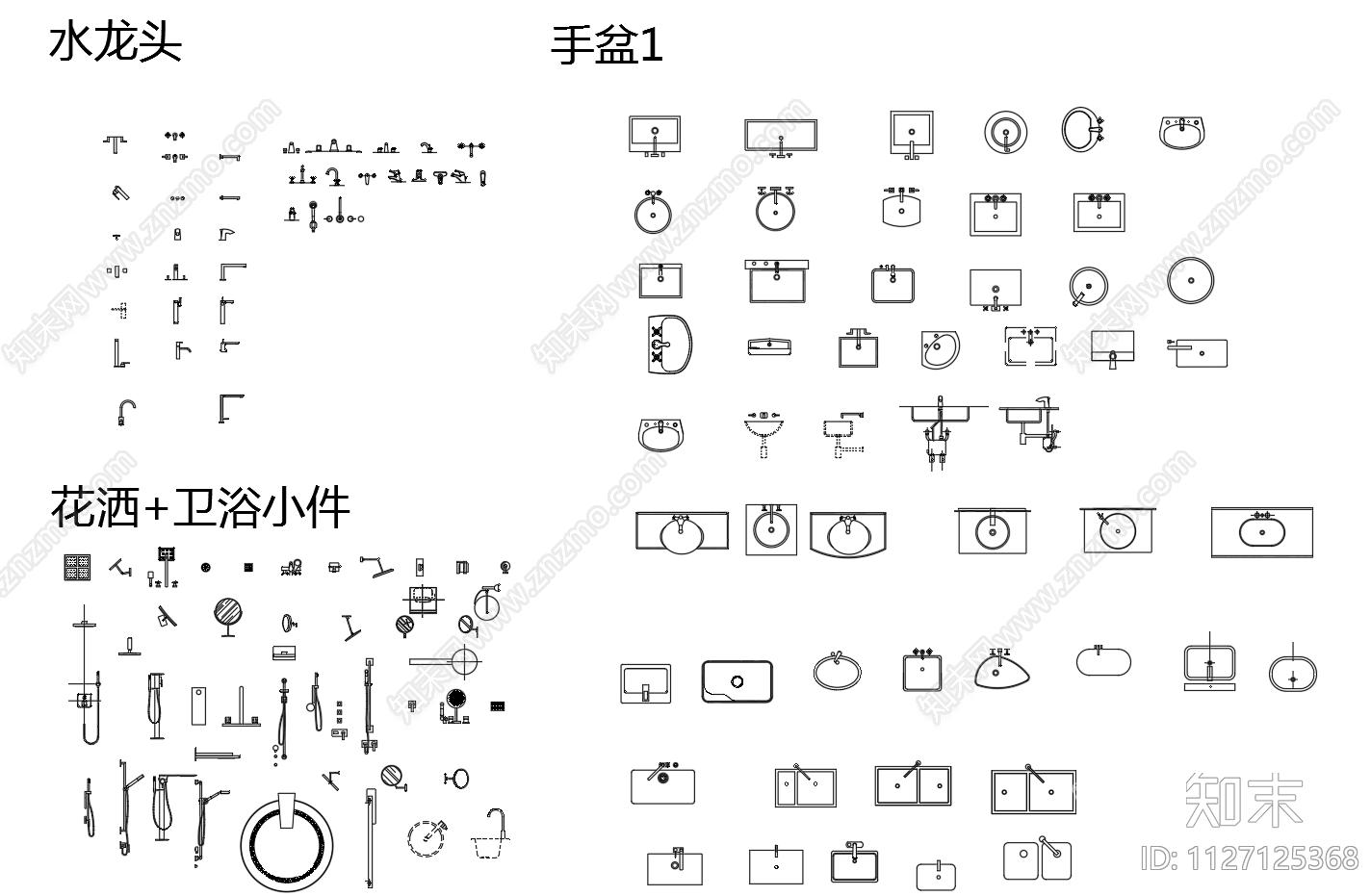 现代简约厨卫cad施工图下载【ID:1127125368】