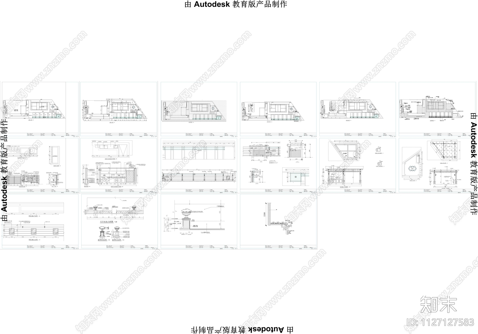 欧式简约花园庭院cad施工图下载【ID:1127127583】