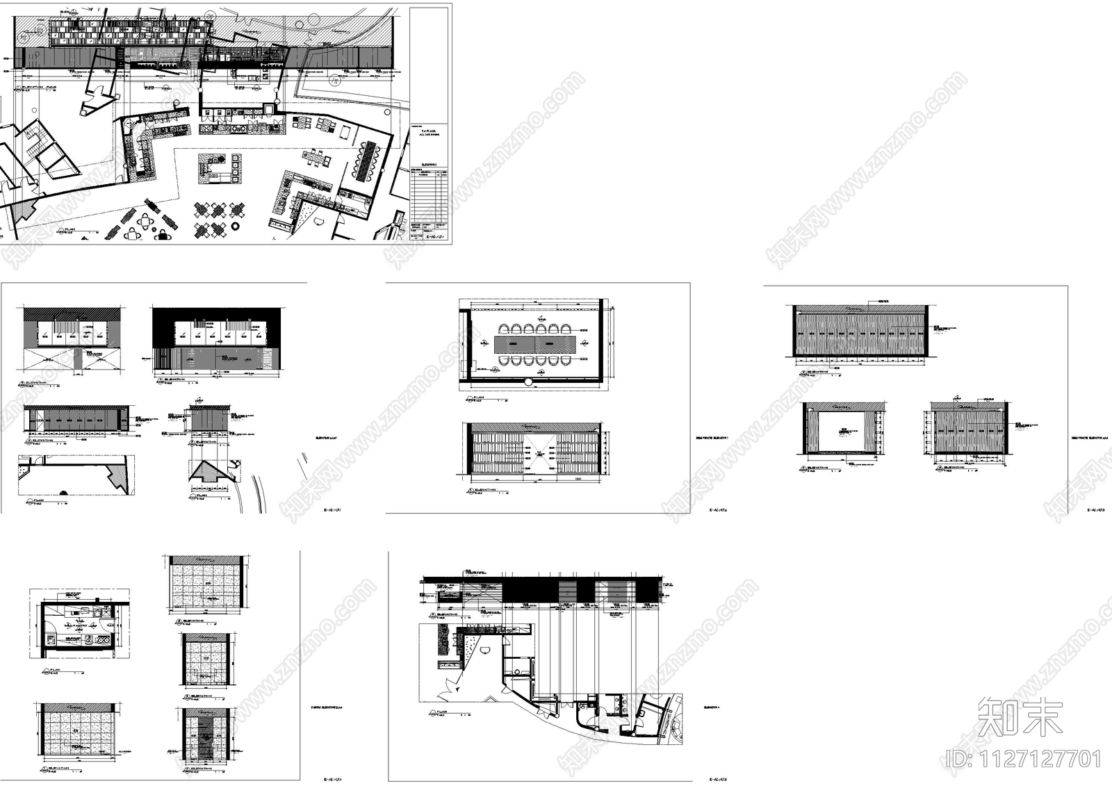 皇冠酒店全日餐厅平面cad施工图下载【ID:1127127701】