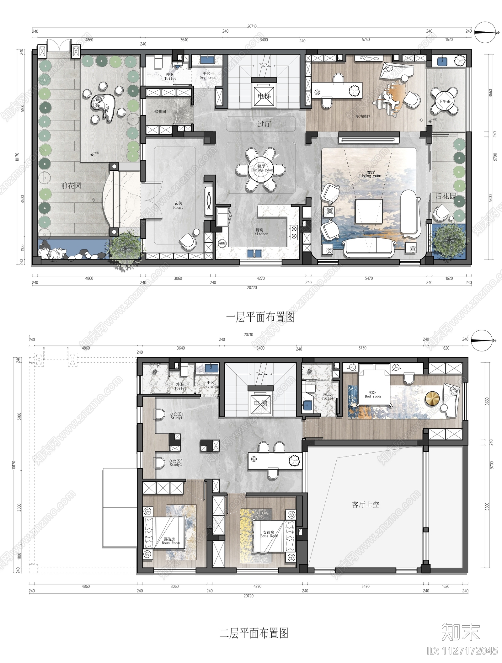 现代别墅平面设计cad施工图下载【ID:1127172045】