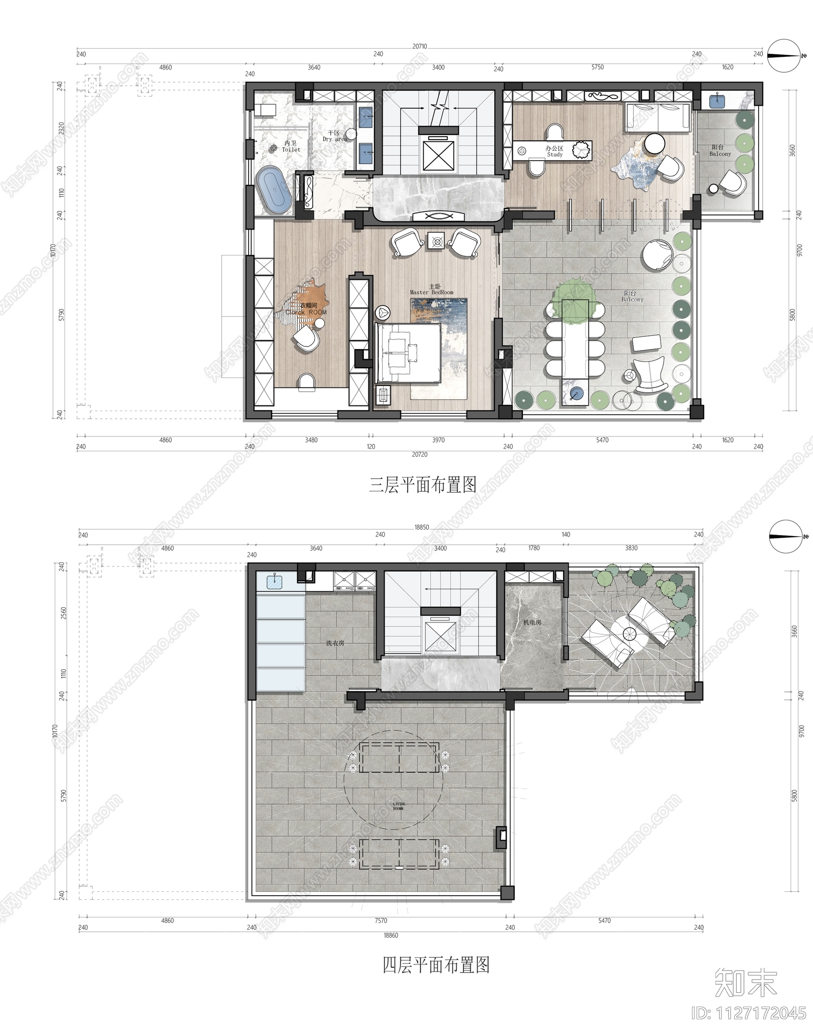 现代别墅平面设计cad施工图下载【ID:1127172045】