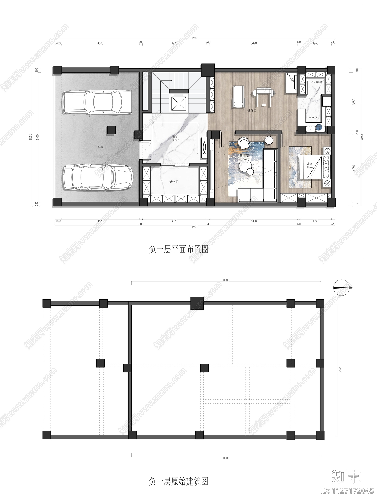 现代别墅平面设计cad施工图下载【ID:1127172045】