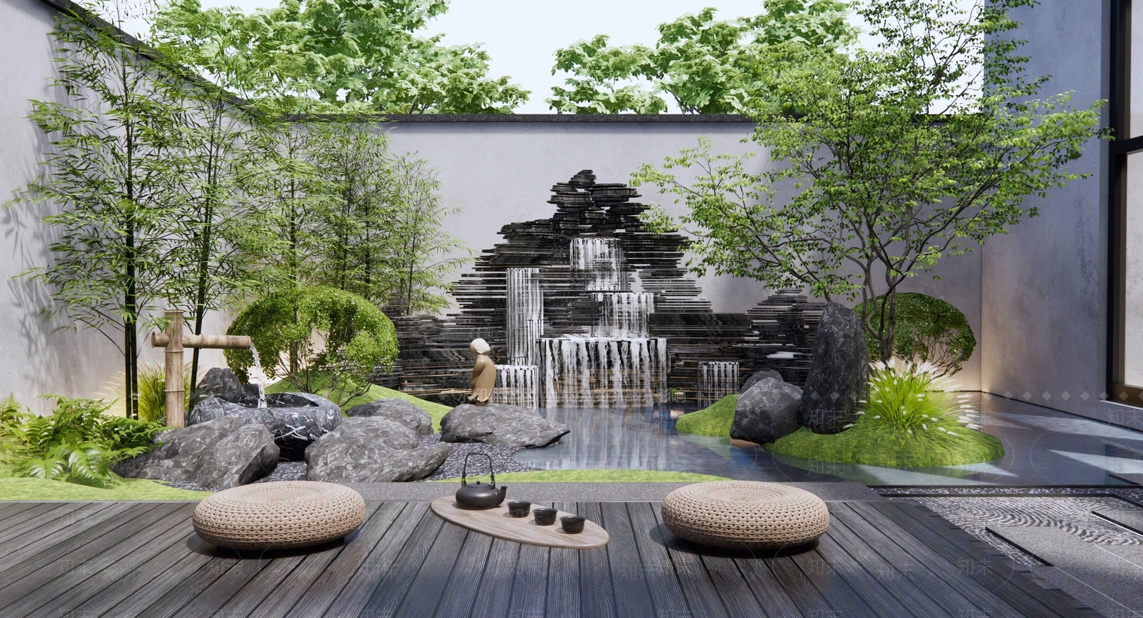 新中式假山水景3D模型下载【ID:1127128651】
