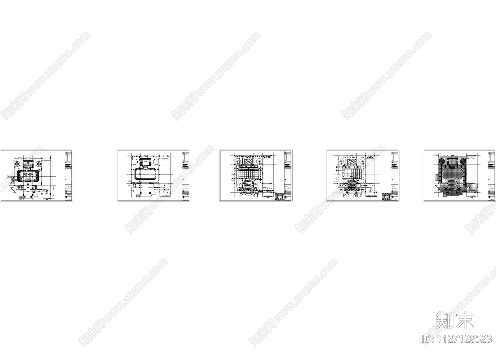 中餐厅散座区装修图cad施工图下载【ID:1127128523】