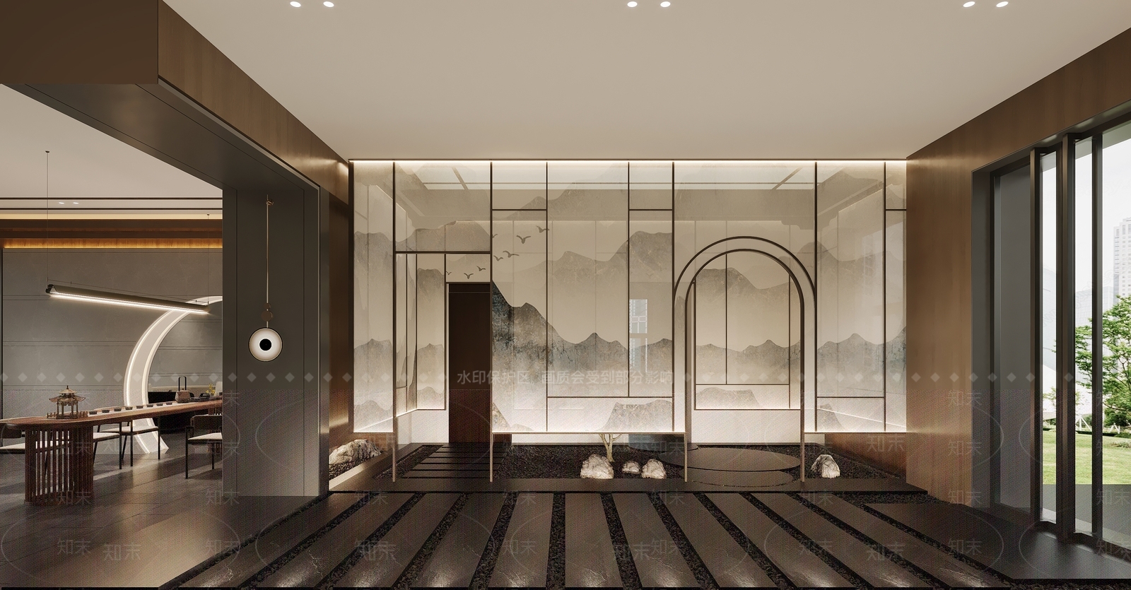 新中式办公区3D模型下载【ID:1127129532】