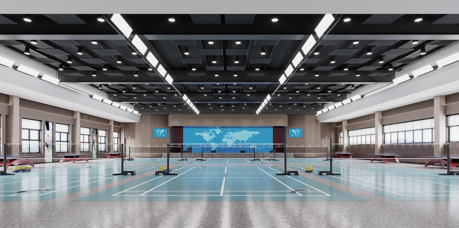 现代羽毛球馆3D模型下载【ID:1127132171】