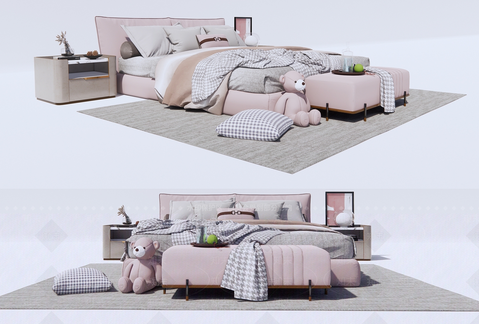 现代儿童床3D模型下载【ID:1127131459】