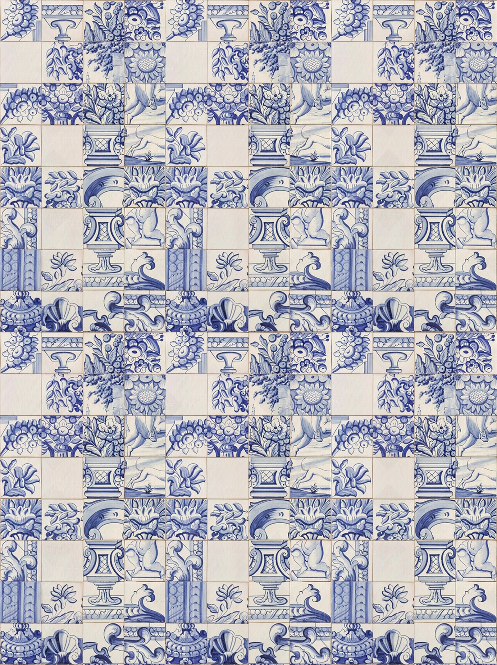 青花瓷碎拼仿古砖贴图下载【ID:1127132300】