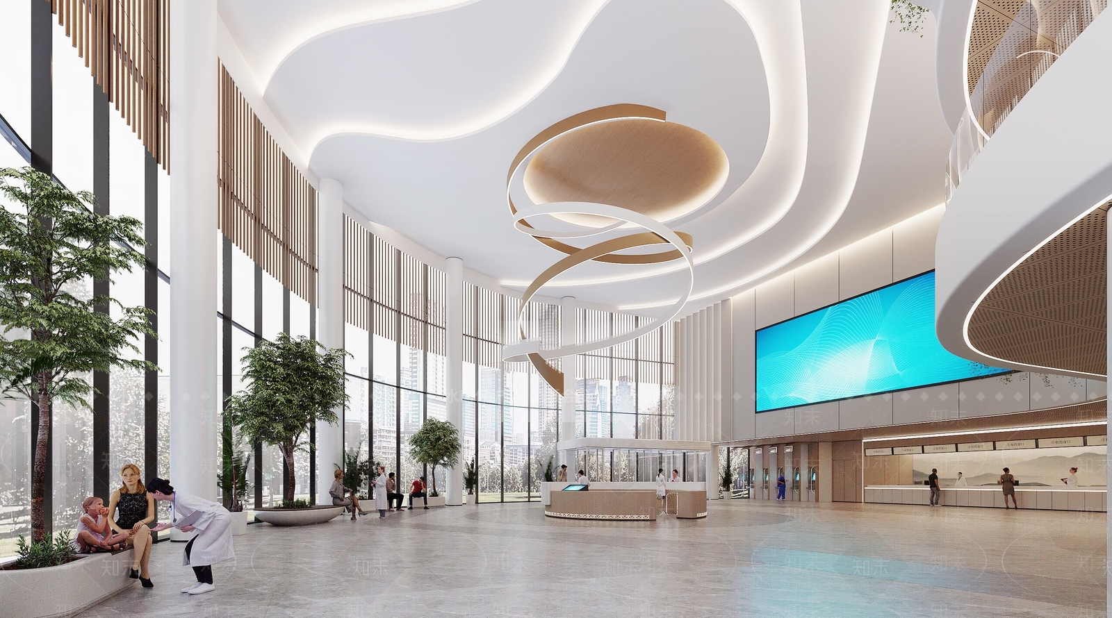 现代医院大厅3D模型下载【ID:1127133208】_知末3d模型网