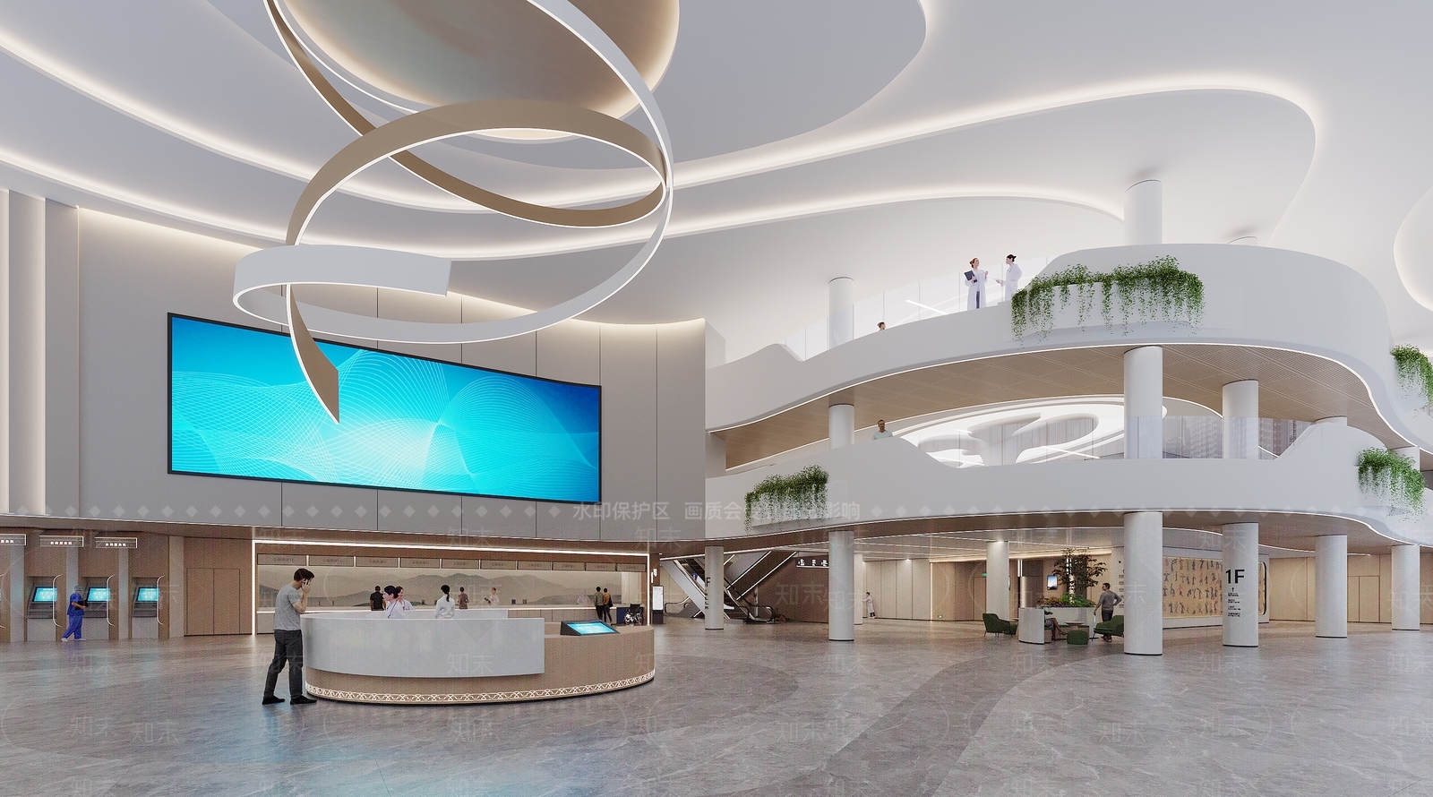 现代医院大厅3D模型下载【ID:1127133208】_知末3d模型网