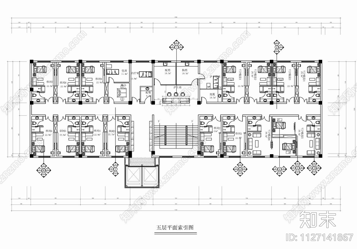 某综合医院大楼CADcad施工图下载【ID:1127141867】