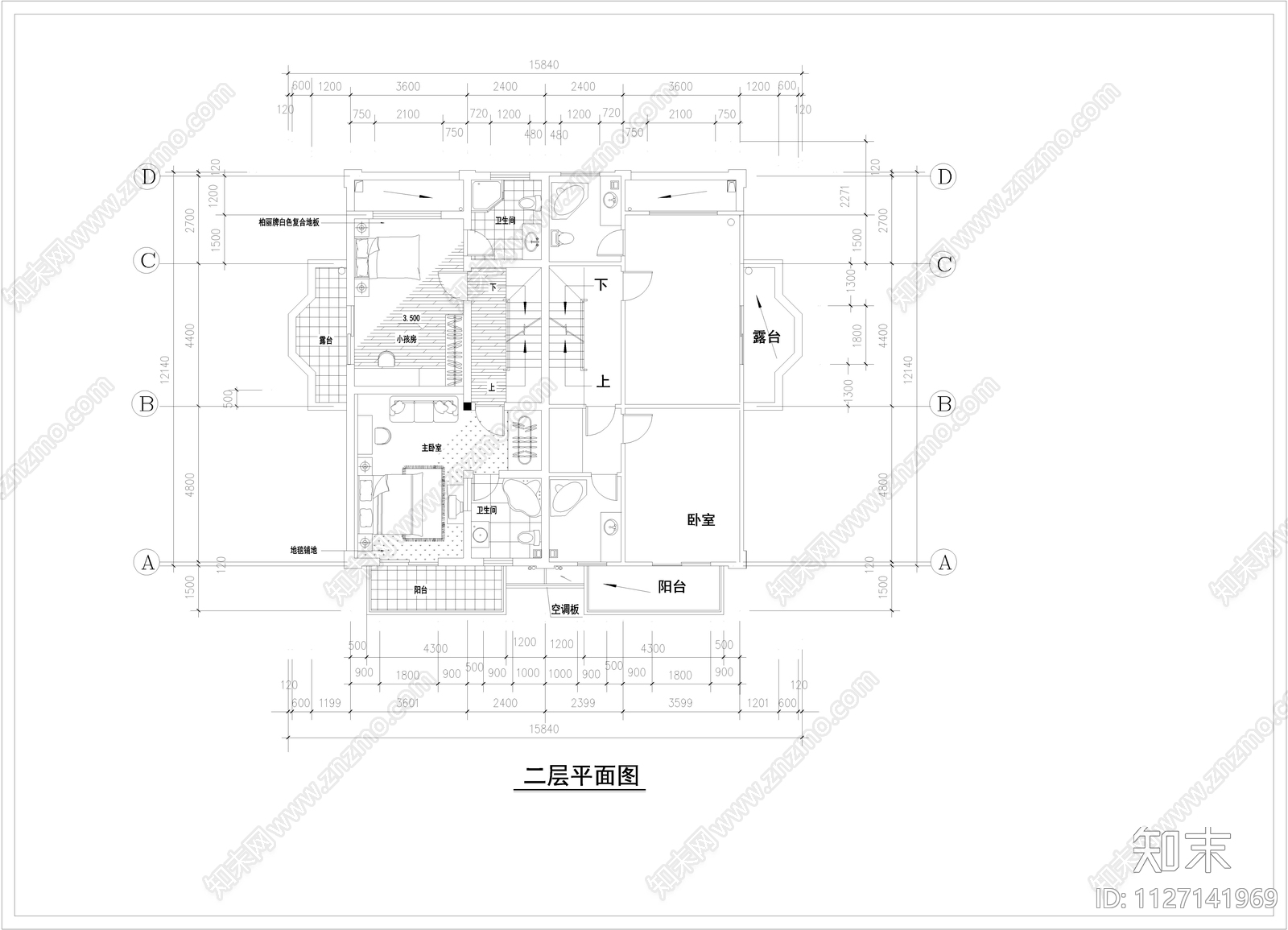 法式住宅装修cad施工图下载【ID:1127141969】